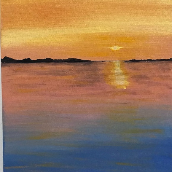 Sunset landscape painting birds painting - Picture 2 of 2